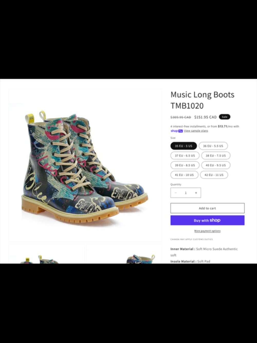 *SOLD* Goby "Music" lace-up boots - Picture 8 of 8